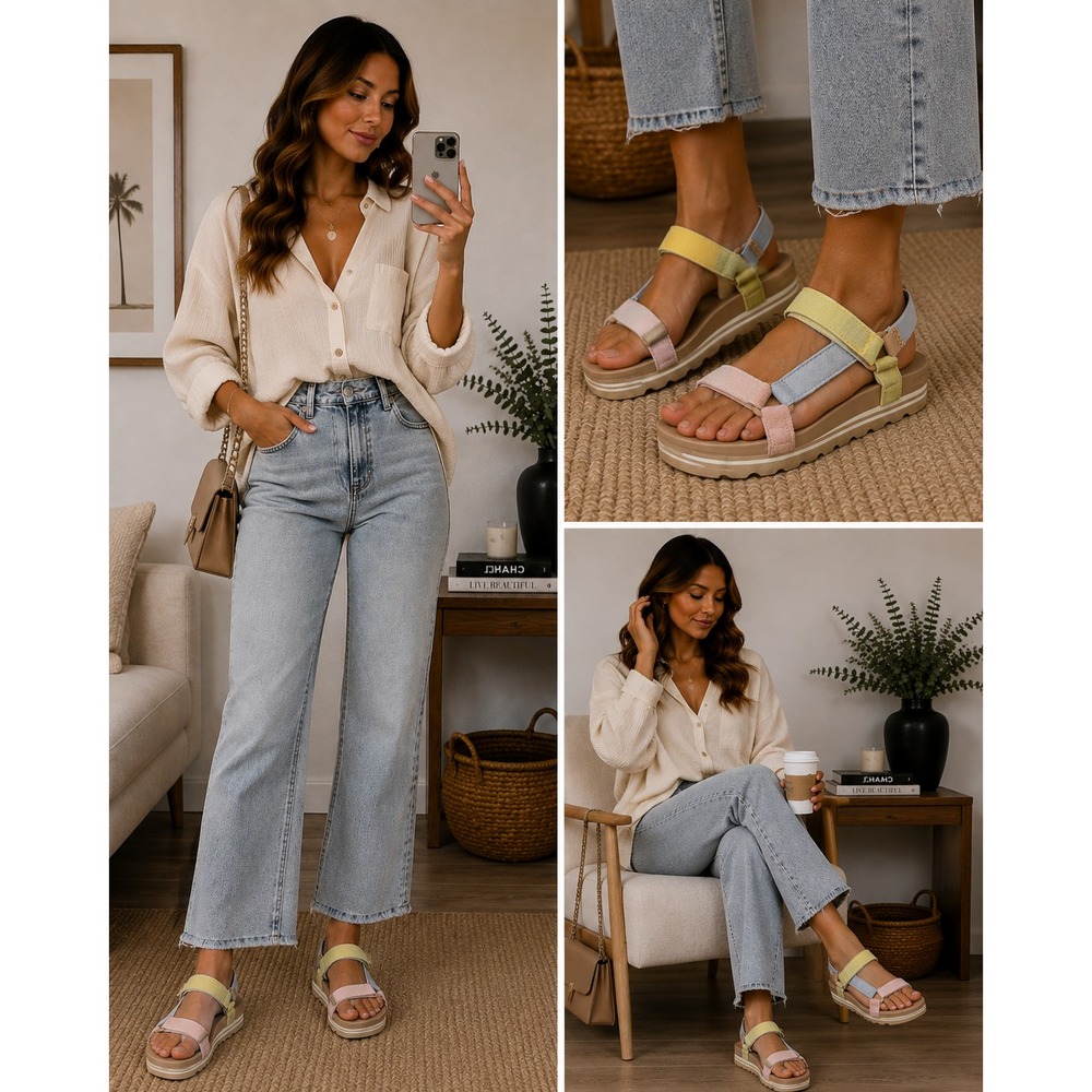 WOMEN 11 REEF SANDALS SUEDE MERINGUE PASTEL PLATFORMS NEW ADJUSTABLE STRAPS